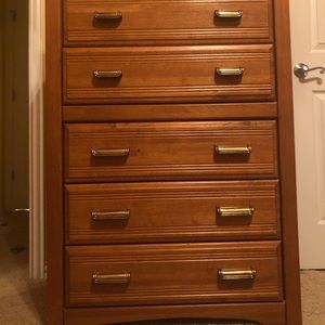 Brown and gold dresser